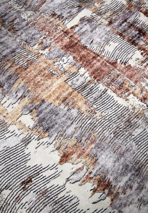 Elle Decoration imagination v2 hans 106036 copper gold Grey, Orange Living Room Geometric Rug.