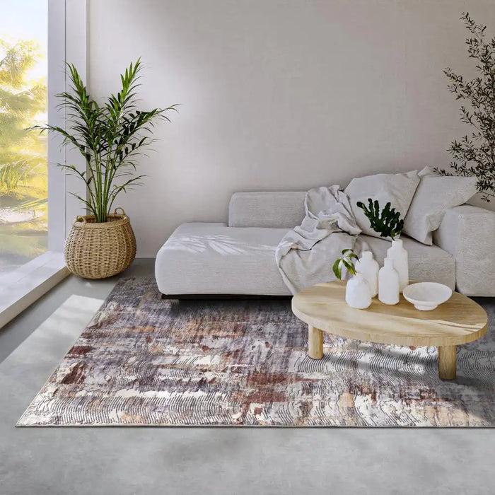 Elle Decoration imagination v2 hans 106036 copper gold Grey, Orange Living Room Geometric Rug.
