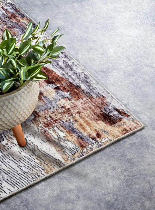 Elle Decoration imagination v2 hans 106036 copper gold Grey, Orange Living Room Geometric Rug.