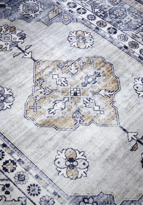 Freundin Home asya 106047 blue gold Blue Living Room  Rug.