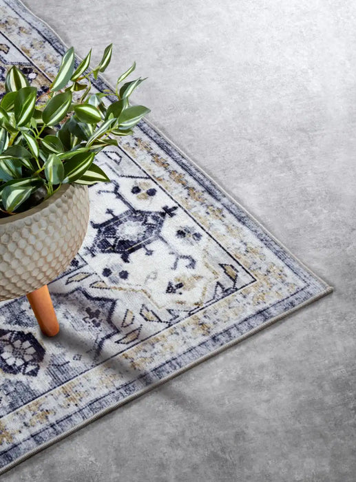 Freundin Home asya 106047 blue gold Blue Living Room  Rug.