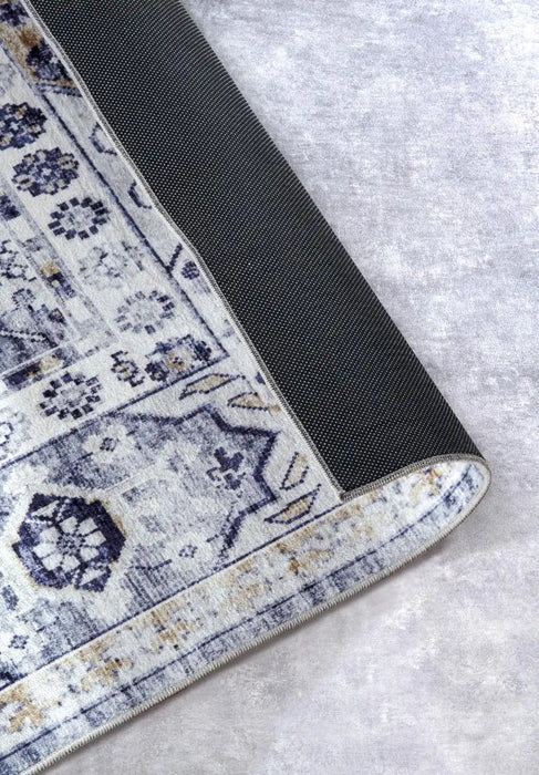 Freundin Home asya 106047 blue gold Blue Living Room  Rug.