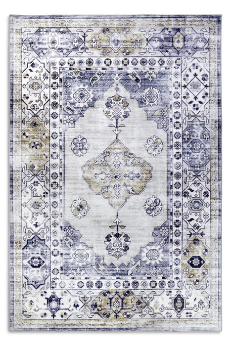 Freundin Home asya 106047 blue gold Blue Living Room  Rug.