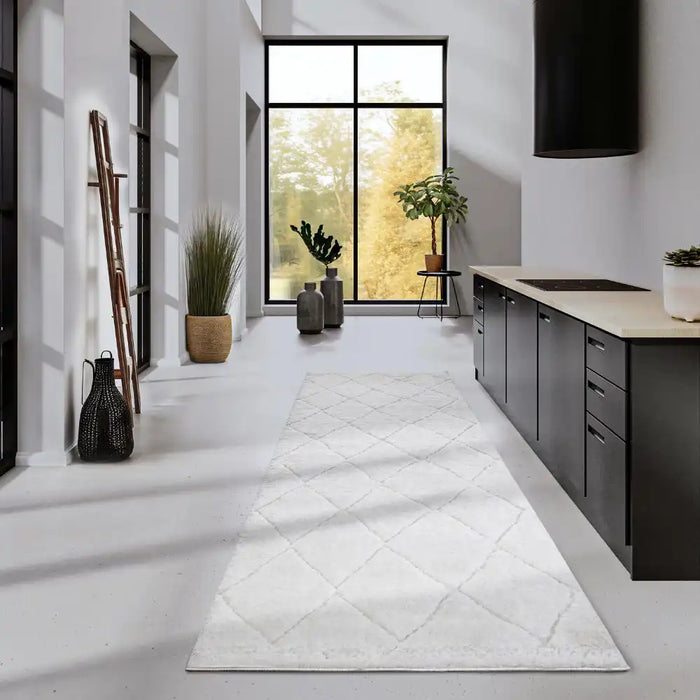 Elle Decoration elle gallery 106083 cream white Ivory Living Room Geometric Rug.