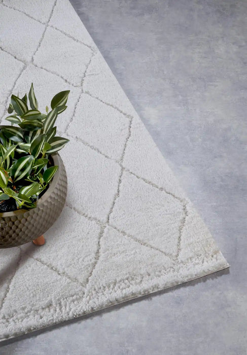 Elle Decoration elle gallery 106083 cream white Ivory Living Room Geometric Rug.
