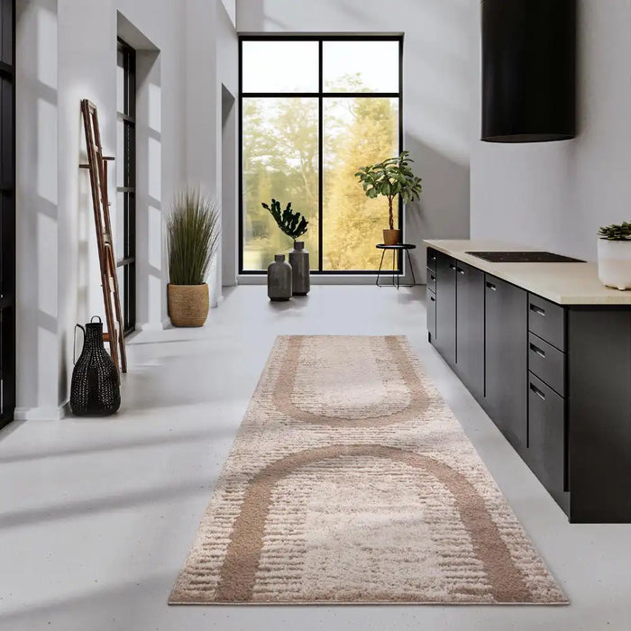 Elle Decoration elle gallery 106087 beige Beige Living Room Geometric Rug.