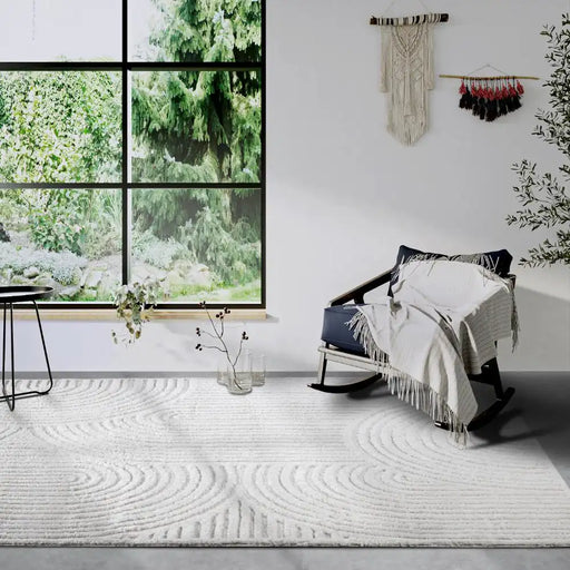 Elle Decoration elle gallery 106092 cream white Ivory Living Room Geometric Rug.