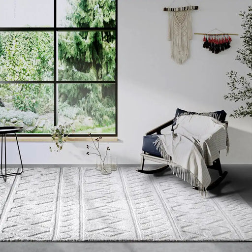Elle Decoration elle gallery 106095 cream white Ivory Living Room Geometric Rug.