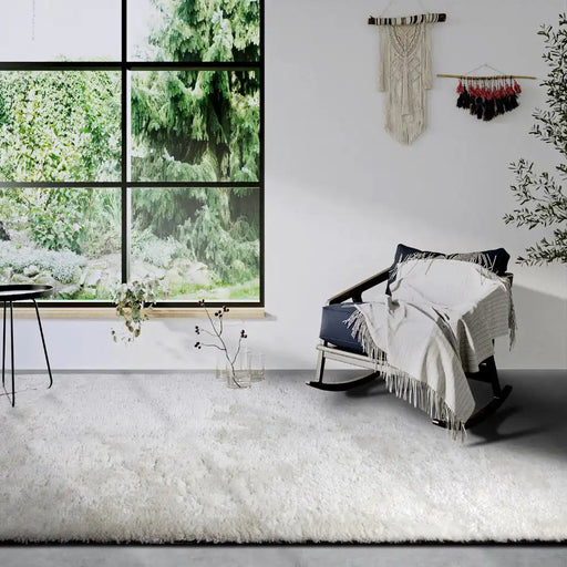 Hanse Home myk 106112 ivory white Ivory Living Room Shaggy Rug.