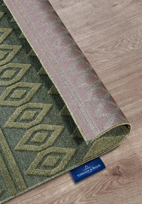 Villeroy and Boch 1879 106140 jungle green Green Living Room Geometric Rug.