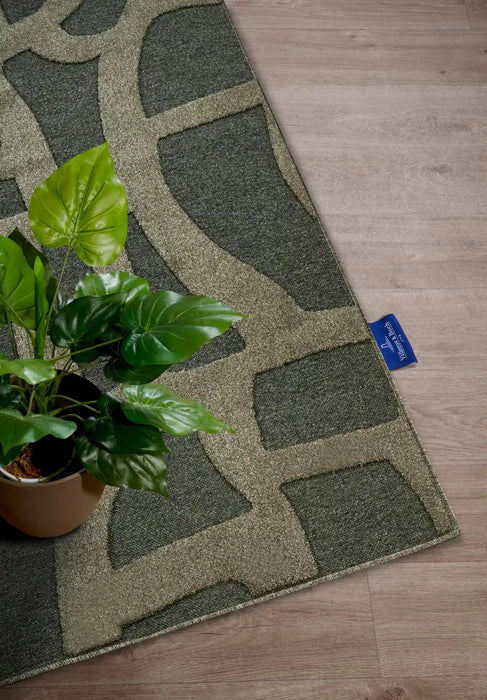 Villeroy and Boch 1879 106141 jungle green Green Living Room Geometric Rug.