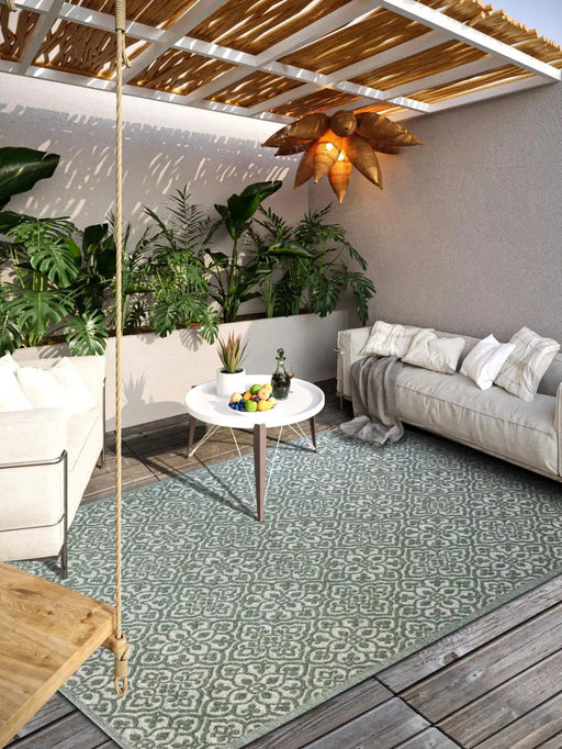 Villeroy and Boch 1883 indoor outdoor 106158 jungle green Green Living Room Washable Rug.