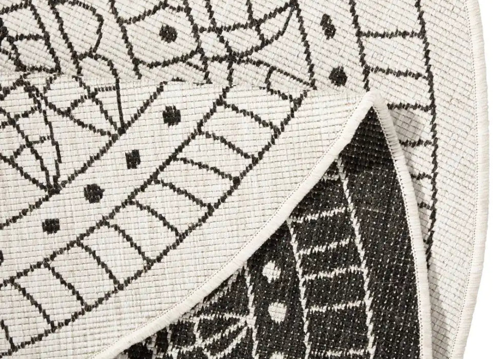 NorthRugs twin reversible circles indoor outdoor 13101 black cream Black, Cream Living Room  Rug.