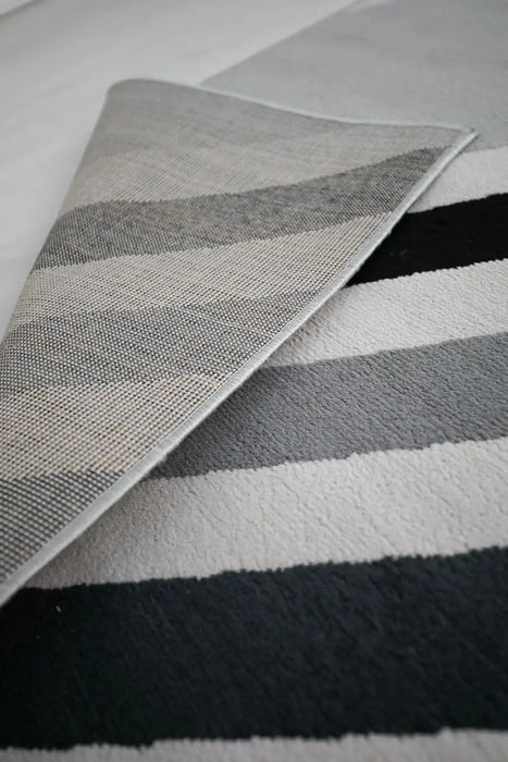 Rug Style balletto 186b grey black Grey, Black Living Room Geometric Rug.