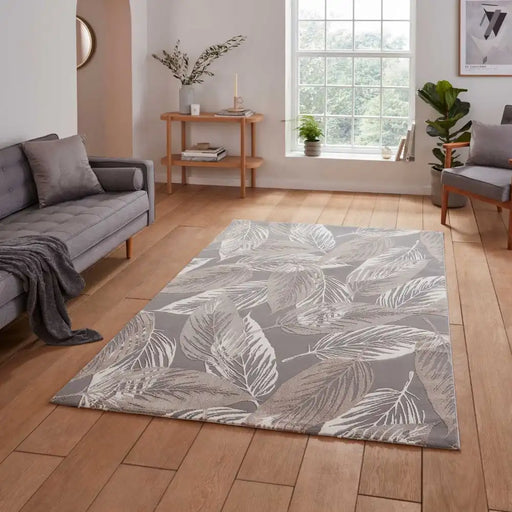 Think Rugs flores by think 1925 grey Grey Living Room Shaggy Rug.