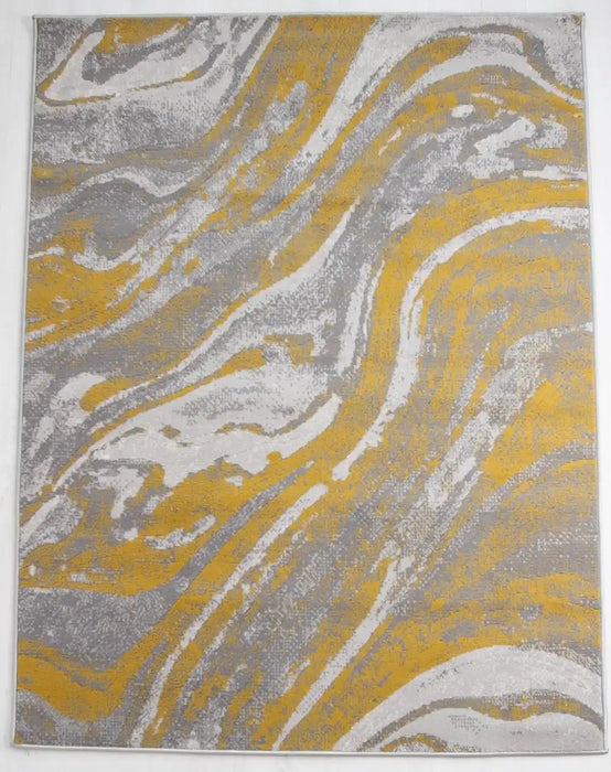 Rug Style balletto 21ea ochre grey Grey, Yellow Living Room Geometric Rug.