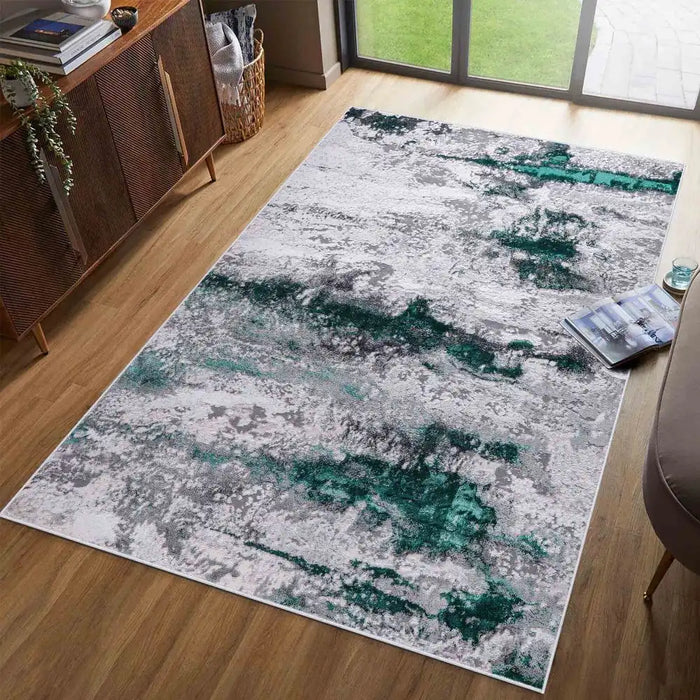 Serdim Rugs emperor 310 aqua Green, Grey Living Room Geometric Rug.