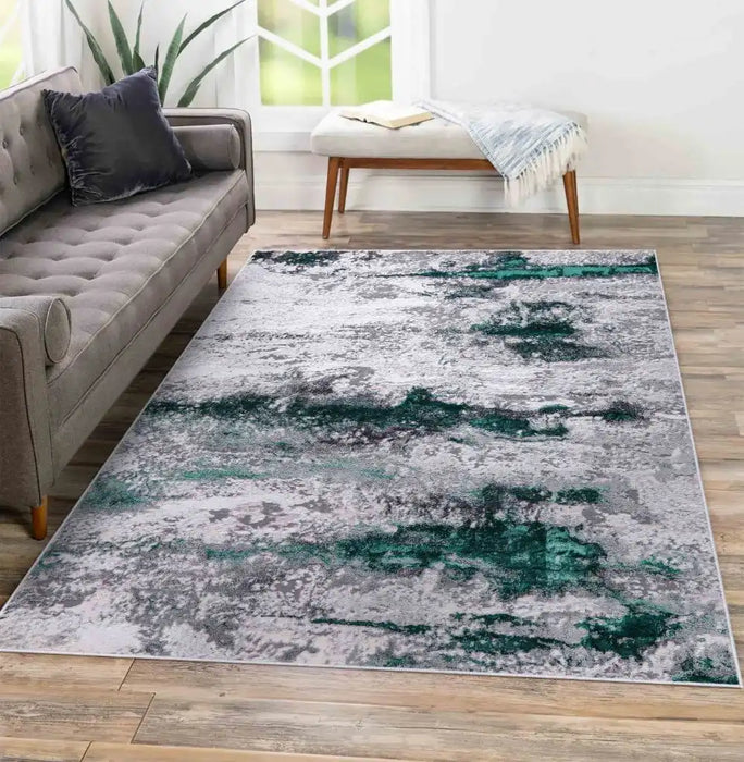 Serdim Rugs emperor 310 aqua Green, Grey Living Room Geometric Rug.