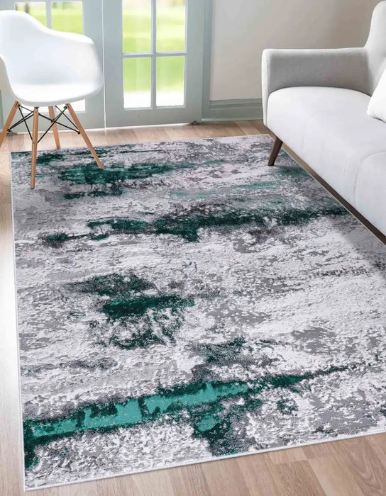 Serdim Rugs emperor 310 aqua Green, Grey Living Room Geometric Rug.