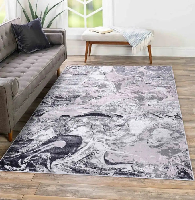 Serdim Rugs emperor 315 solarius silver Grey Living Room Geometric Rug.