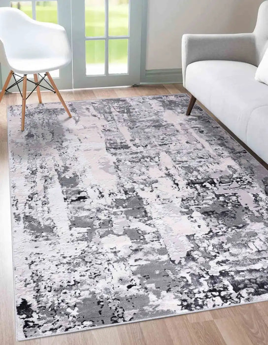 Serdim Rugs emperor 320 stryra silver Grey Living Room Geometric Rug.