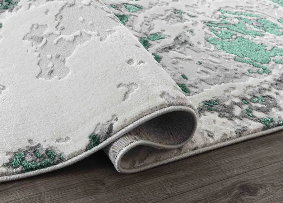 Serdim Rugs emperor 325 picasso aqua Green, Grey Living Room Geometric Rug.