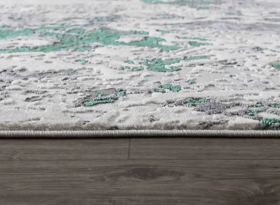 Serdim Rugs emperor 325 picasso aqua Green, Grey Living Room Geometric Rug.