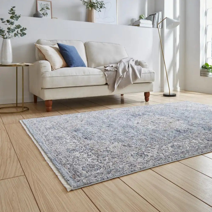 Think Rugs vintage think 35013 blue Blue Living Room  Rug.