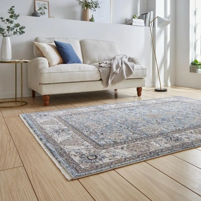 Think Rugs vintage think 35027 blue Blue Living Room  Rug.