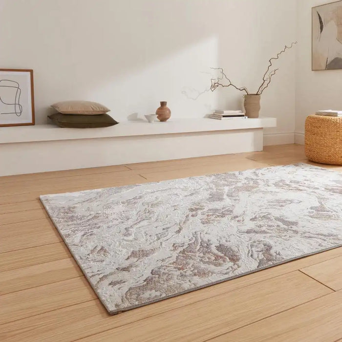 Think Rugs creation 50200 pink blue Ivory, Pink Living Room Floral Rug.