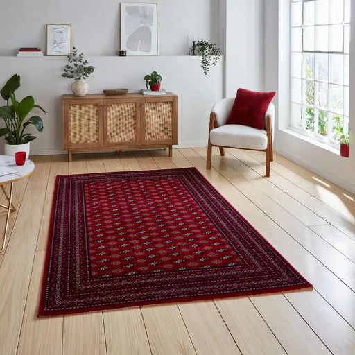 Think Rugs dubai 62096 red Red Living Room  Rug.