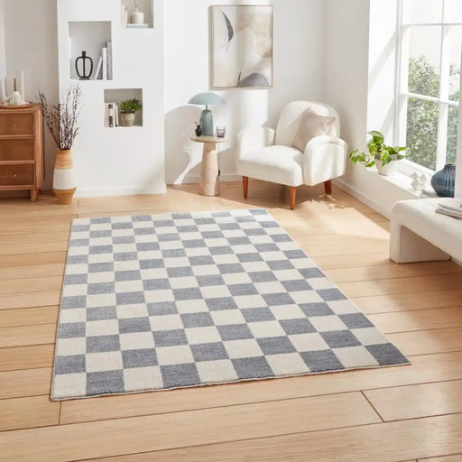 Think Rugs baltimore 66618 blue Blue, Ivory Living Room Geometric Rug.