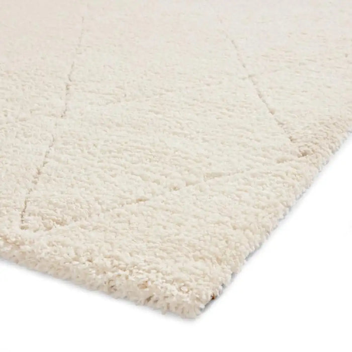 Think Rugs ideal shaggy 80260 cream Ivory Living Room Geometric Rug.