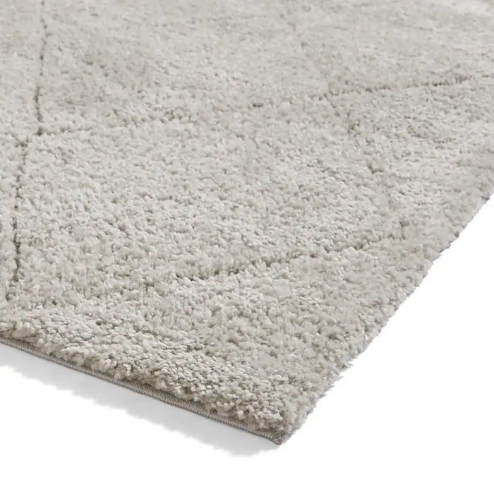 Think Rugs ideal shaggy 80260 silver Grey Living Room Geometric Rug.