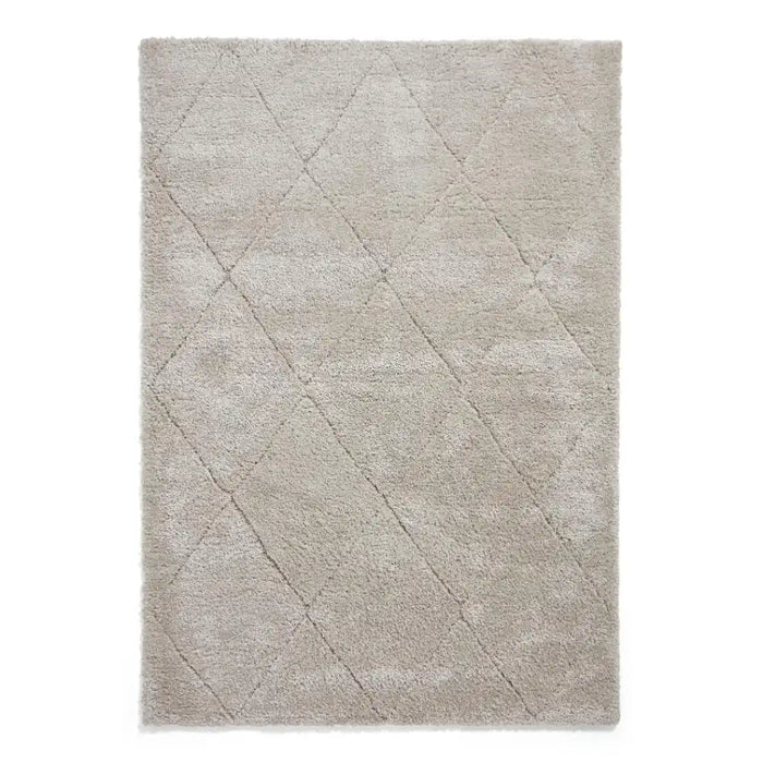 Think Rugs ideal shaggy 80260 silver Grey Living Room Geometric Rug.