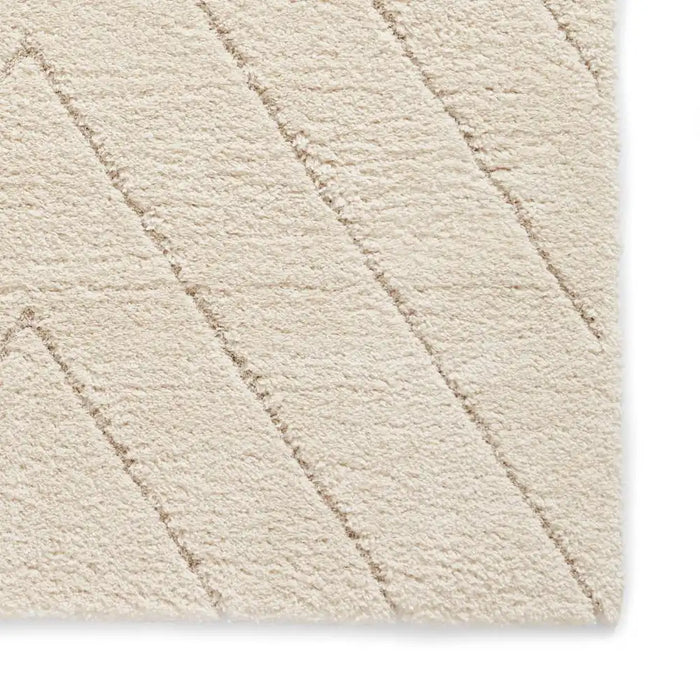 Think Rugs ideal shaggy 80362 cream Ivory Living Room Geometric Rug.