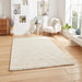 Think Rugs ideal shaggy 80362 cream Ivory Living Room Geometric Rug.