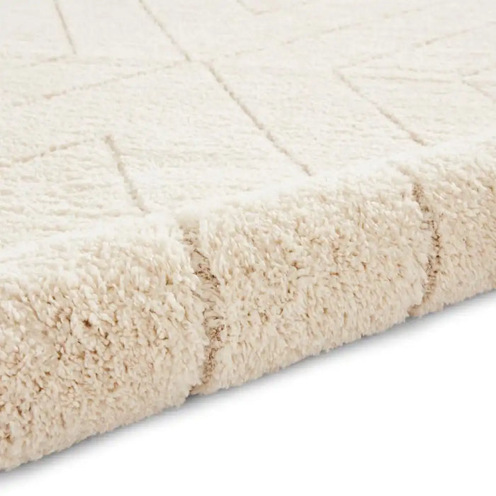 Think Rugs ideal shaggy 80362 cream Ivory Living Room Geometric Rug.