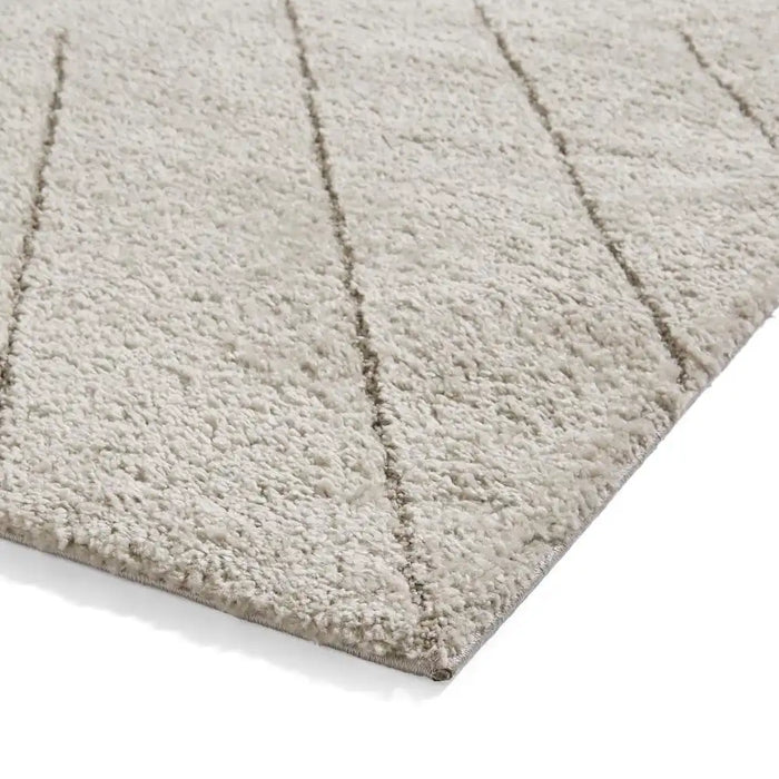 Think Rugs ideal shaggy 80362 silver Grey Living Room Geometric Rug.