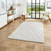 Think Rugs ideal shaggy 80362 silver Grey Living Room Geometric Rug.