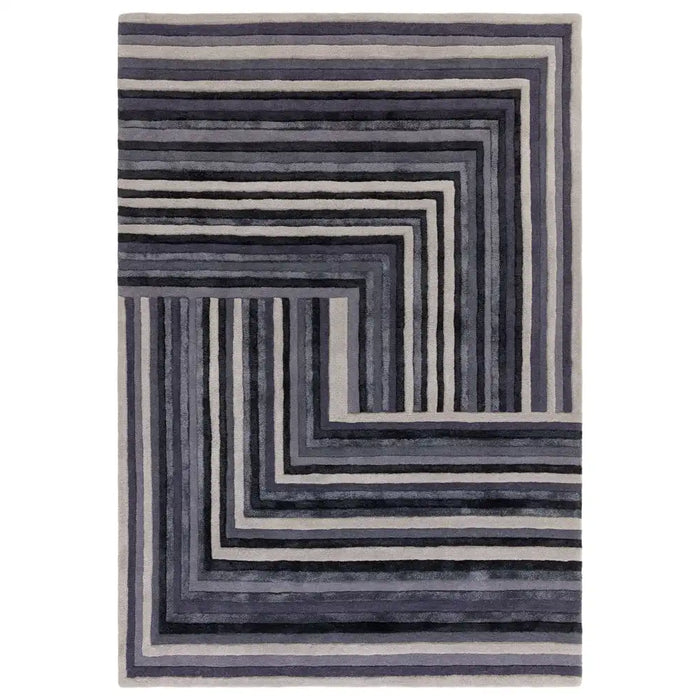 Asiatic matrix asiatic 81 network indigo Blue, Purple Living Room Wool Rug.