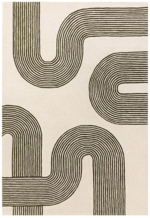 Asiatic matrix asiatic 86 arches forest Green, Ivory Living Room Wool Rug.