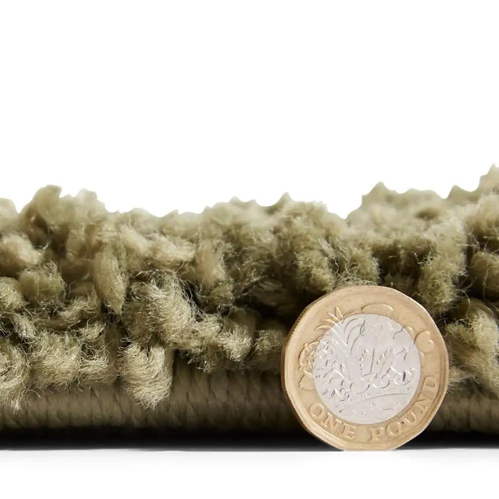 Think Rugs sierra 9000 olive Green Living Room Shaggy Rug.