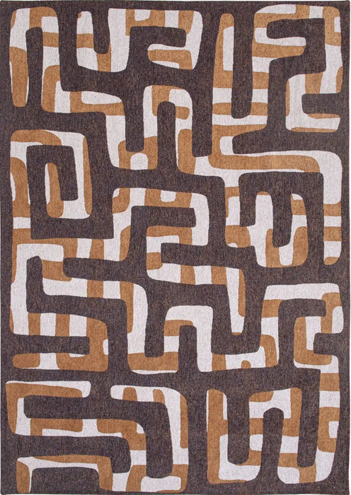Louis de Poortere kuba 9335 kuba bison Brown Living Room Geometric Rug.