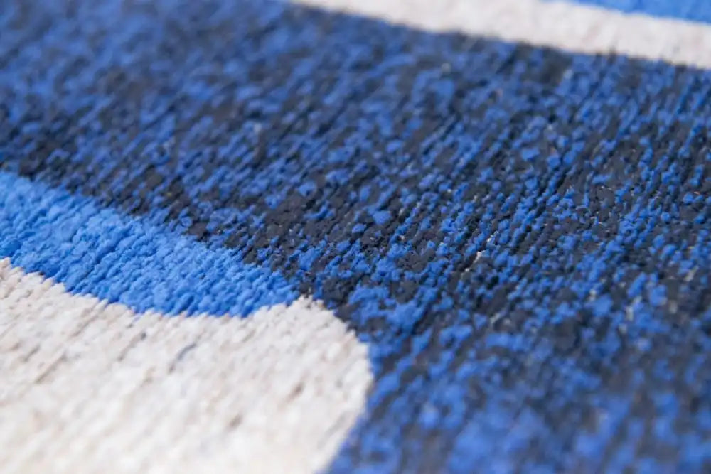 Louis de Poortere kuba 9336 kuba ultramarine Blue Living Room Geometric Rug.