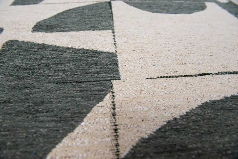 Louis de Poortere papercut 9361 papercut sea spray Green, Ivory Living Room Geometric Rug.