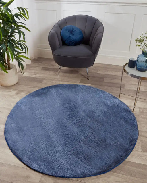 HMC tipped luxe fur air force blue Blue Living Room Shaggy Rug.