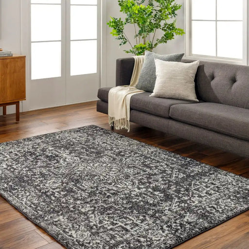 Surya hap alberta 1087 black Black Living Room Moroccan Rug.