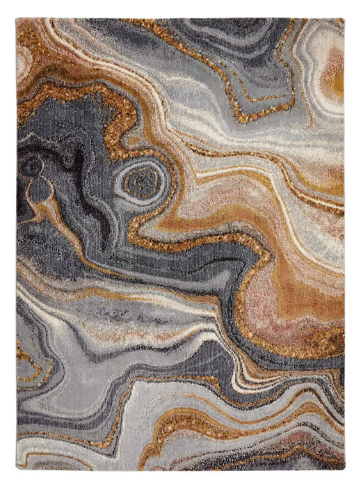 Concept Looms amara ama107 blue bronze Grey, Ivory, Orange Living Room  Rug.