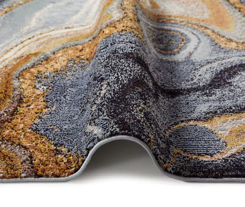 Concept Looms amara ama107 blue bronze Grey, Ivory, Orange Living Room  Rug.